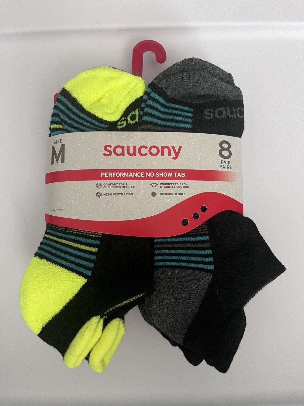 Womens No-Show Athletic Socks Cushioned Heel Tab Striped 8 Pairs, Size M